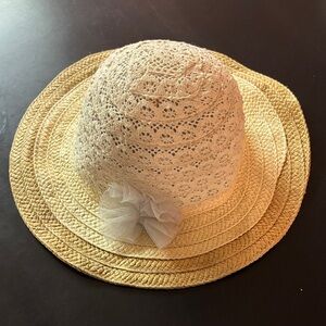 Charming Cream and Tan Kids Sun Hat